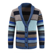 James | Herren gestreifter Cardigan mit Knöpfen – Blau