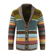 James | Herren gestreifter Cardigan mit Knöpfen – Grün