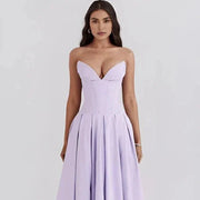 Trägerloses Korsett-Midi-Kleid für Damen – Flieder Laarni