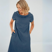 Laura | Luftiges Damen Leinenkleid sommerlich elegant – Dunkelblau