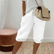 Fenley | Leinen-Hosen mit Kordelzug – Perle