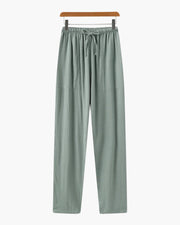 Adrian | Leichte Slim Fit Herren Sommer Leinenhose mit Kordelzug – Grün