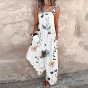 Aderyn - Luftiger bedruckter Jumpsuit – Weiß