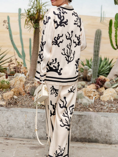 Zweiteiliges Damen Outfit | Elegante Bluse & Weite Hose im Modernen Stil