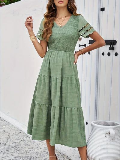 Orangenes maxikleid mit spitzenärmeln - Julia