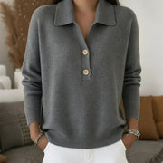 Belisara - Extraweicher V-Ausschnitt-Pullover – Grau