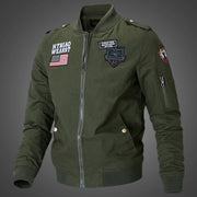 Herren Bomberjacke mit Patch-Applikationen und Ärmeltasche – Grün