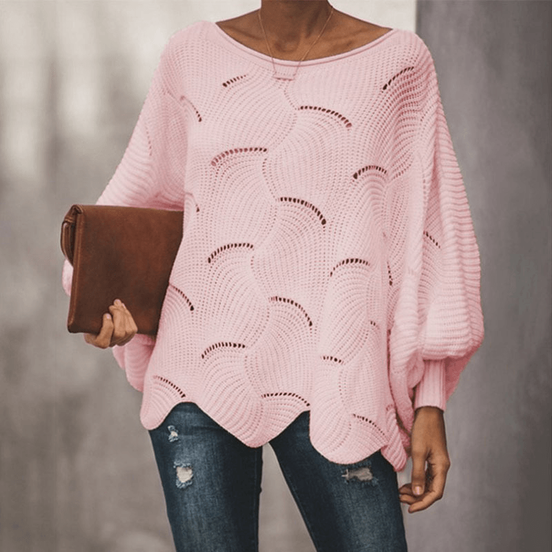 Damen Strickpullover mit Lochmuster