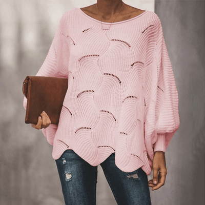 Damen Strickpullover mit Lochmuster