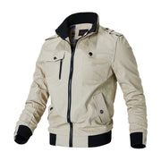 Herren Canvas-Bomberjacke mit Rippbündchen und Brusttaschen – Khaki