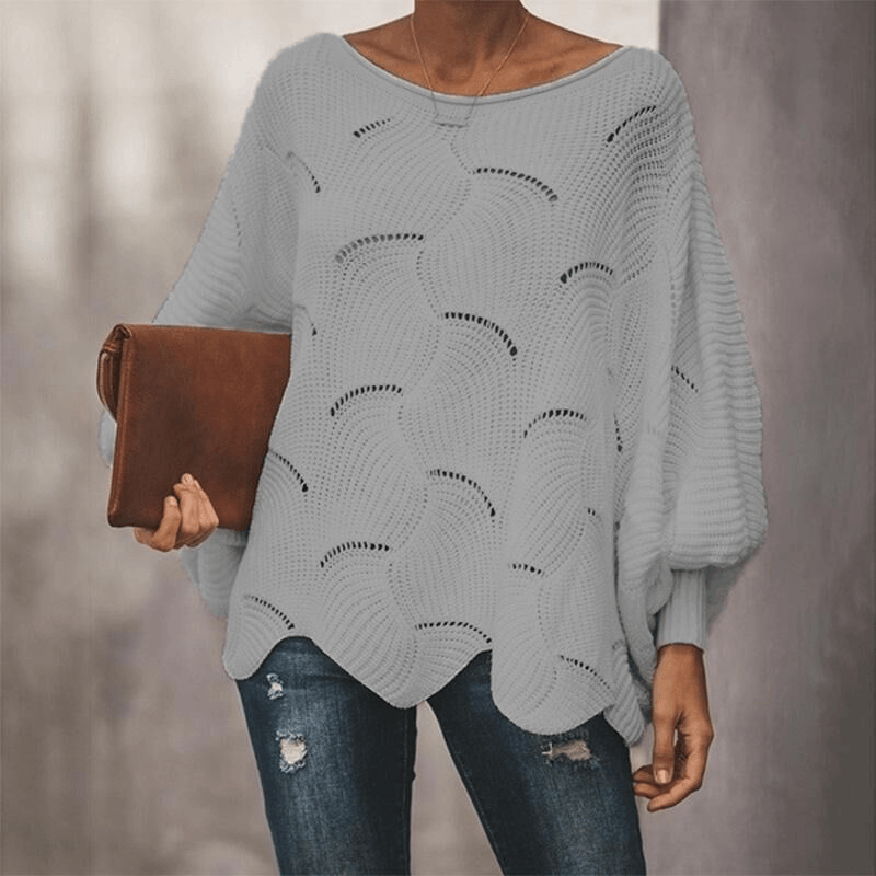 Damen Strickpullover mit Lochmuster