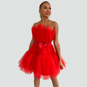 Trägerloses Tüllkleid mit mehrlagigem Rock - Arvani – Verrotten