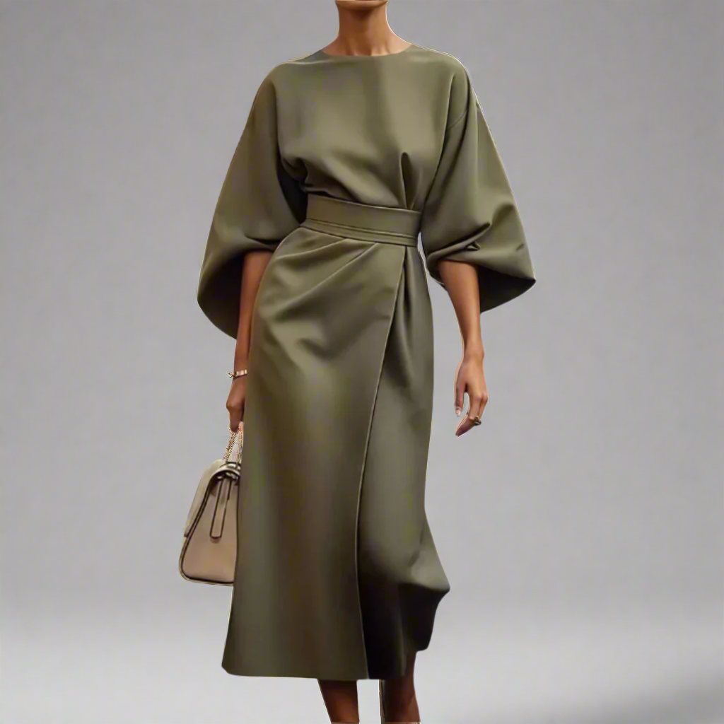 Veronike | Elegantes Kleid mit Laternenärmeln und Gürtel