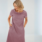 Laura | Luftiges Damen Leinenkleid sommerlich elegant – Lila