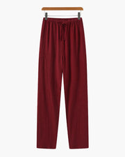 Adrian | Leichte Slim Fit Herren Sommer Leinenhose mit Kordelzug – Rot