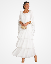 Sylvia - Fließendes Soft-Touch-Maxikleid – Weiß