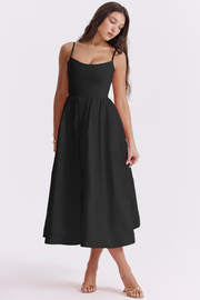 Sommerfeld | Elegantes Korsett Sommer Midi Kleid – Schwarz