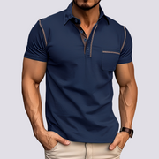 Stefan - Elegantes, luftdurchlässiges Herren-Poloshirt – Dunkelblau