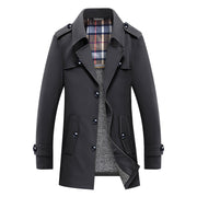 Herren Trenchcoat mit gesteppter Thermofütterung und kariertem Innenfutter – Schwarz