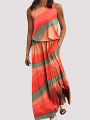 Halle - Elegantes ärmelloses Damen-Maxikleid – Rot