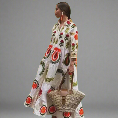 Lenora | Buntes Sommerkleid mit handgefertigten Details