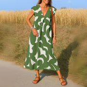 Tallisia - Midikleid mit V-Ausschnitt und weichem Griff – Grün