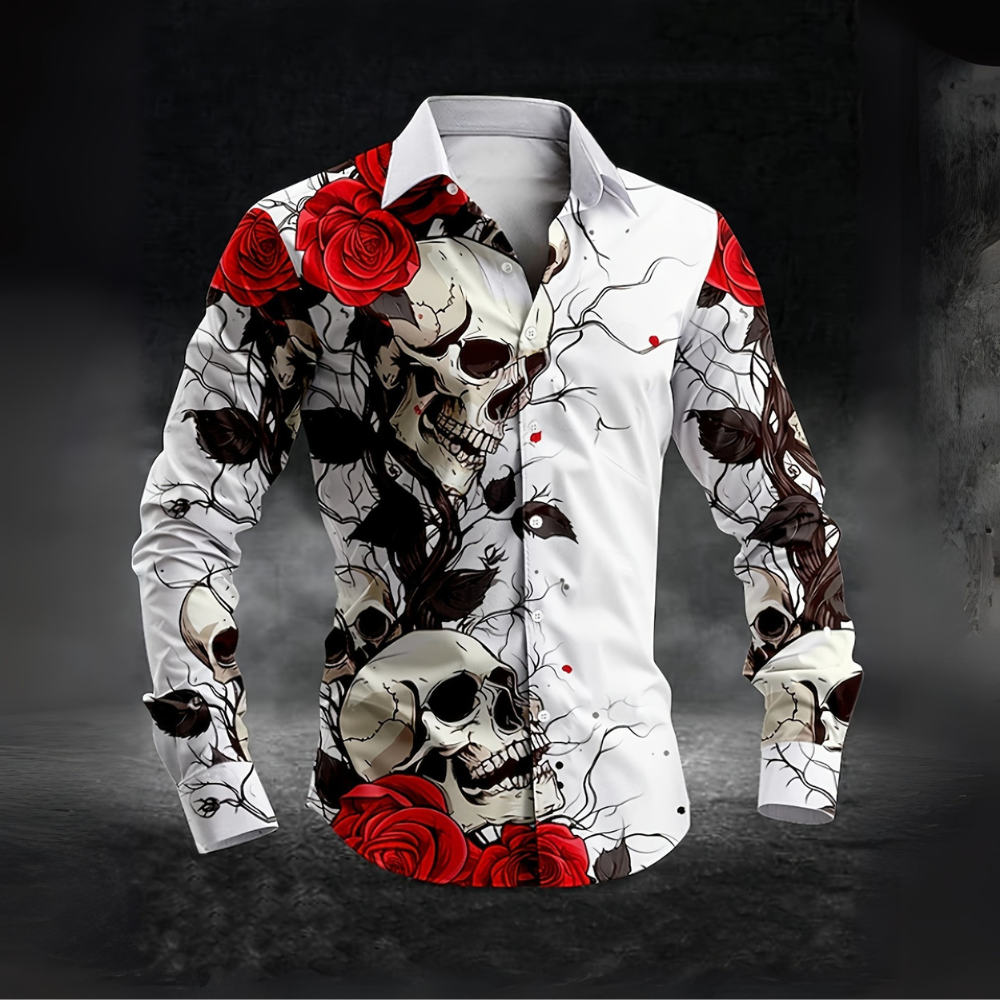 Herren Halloween-Hemd mit Print | Langarm