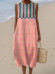 Lily™ Pastellgestreiftes Midikleid – Mehrfarbig