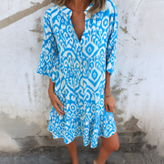 Damen Kleid Mit V Ausschnitt Und Lockerer Passform – Hellsblau