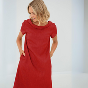Laura | Luftiges Damen Leinenkleid sommerlich elegant – Rot