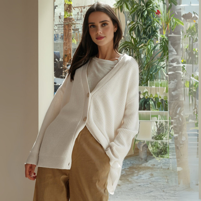 Strickjacke Damen Oversize Gerippt | Locker Lang