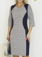 Nina | Elegantes Damen-Midi-Kleid modern & gemustert – Grau (Fast ausverkauft)