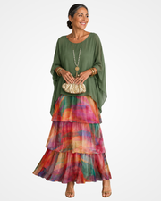 Sylvia - Fließendes Soft-Touch-Maxikleid – Mehrfarbig