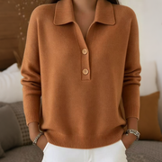 Belisara - Extraweicher V-Ausschnitt-Pullover – Kaffee