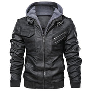 Herren Jacke mit abnehmbarer Kapuze und Taschen – Schwarz