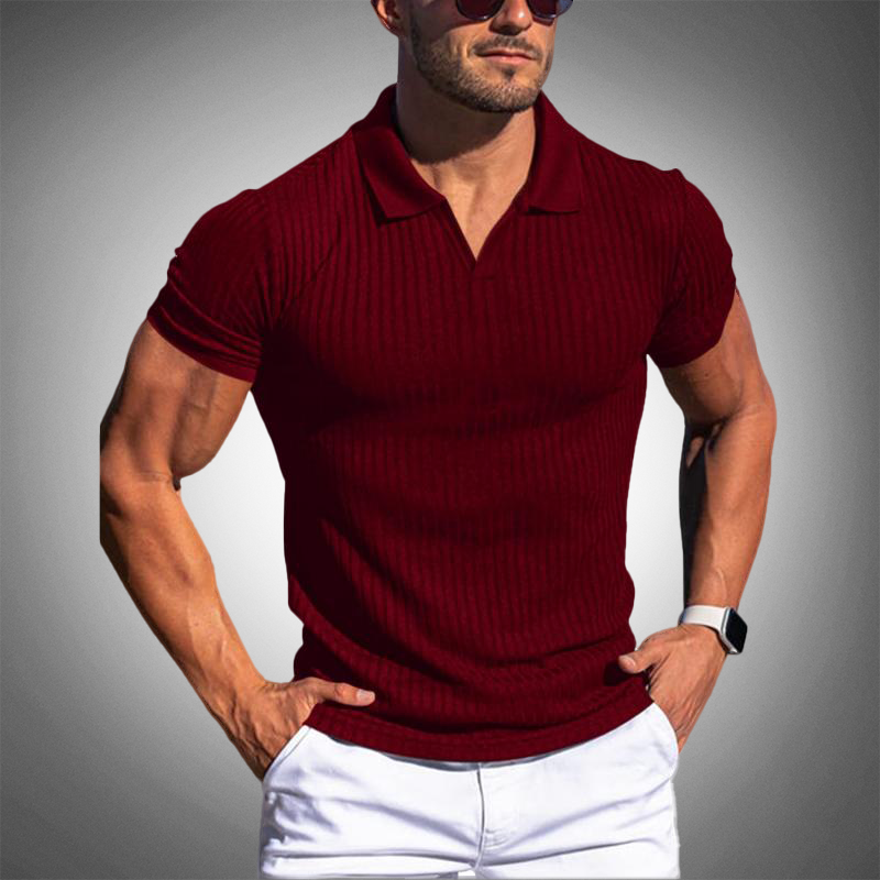 Elastisches Ripp-Poloshirt für Herren