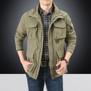 Herren Utility-Fieldjacke mit Klapp- und Reißverschlusstaschen – Khaki