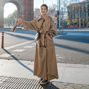 Damen Oversize-Trenchmantel mit Ballonärmeln und Taillengürtel – Khaki