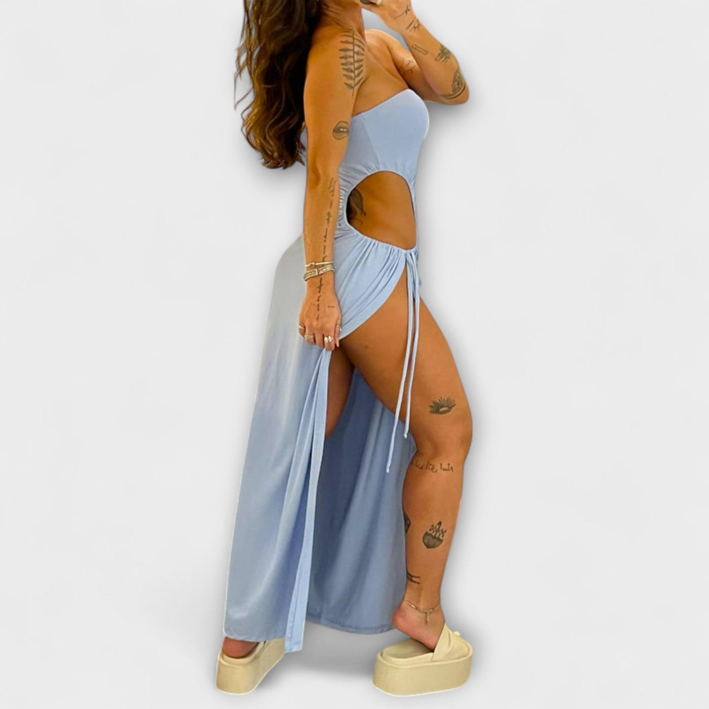 Winona - Bandeau-Tie Bodysuit-Kleid mit Seitenschlitzen