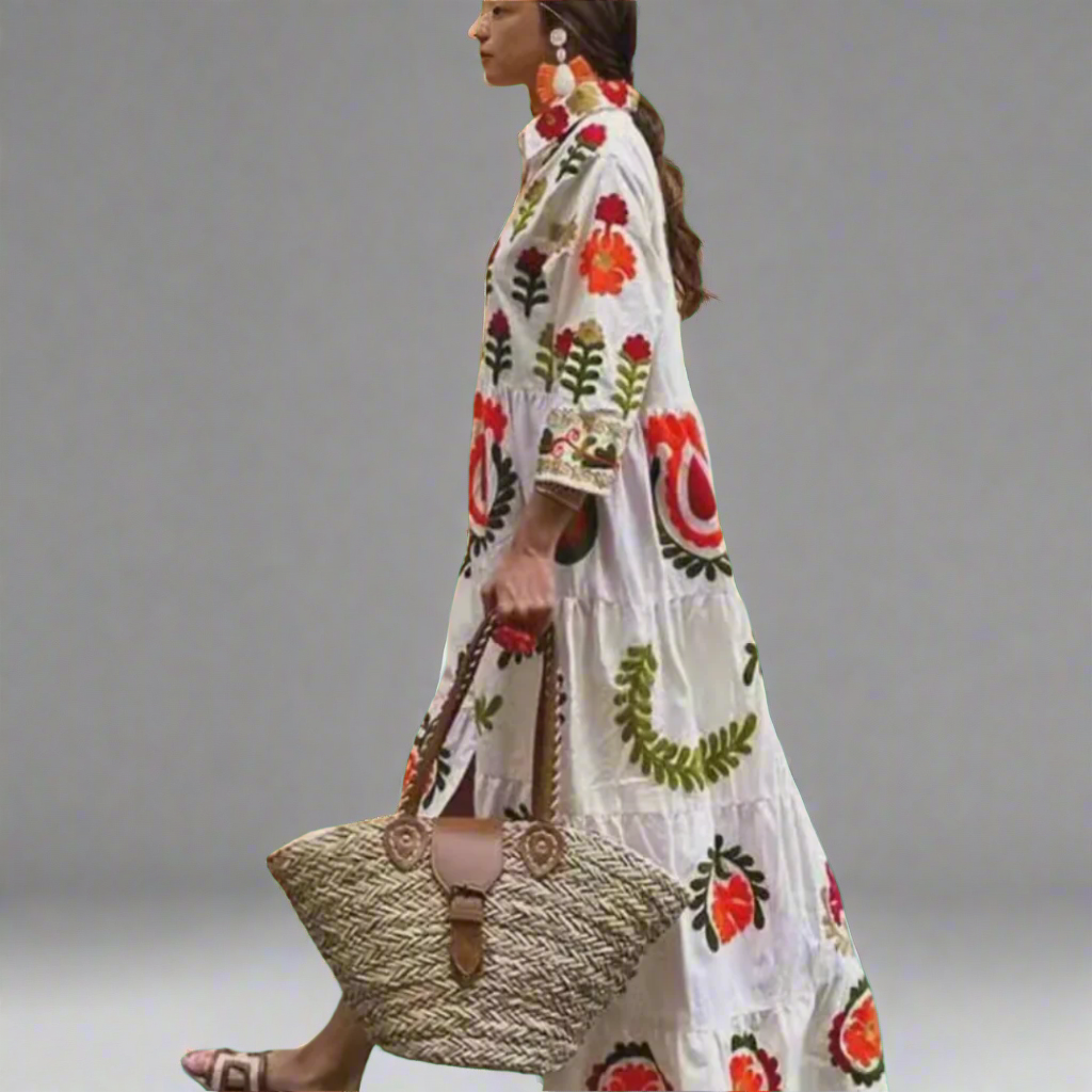 Lenora | Buntes Sommerkleid mit handgefertigten Details