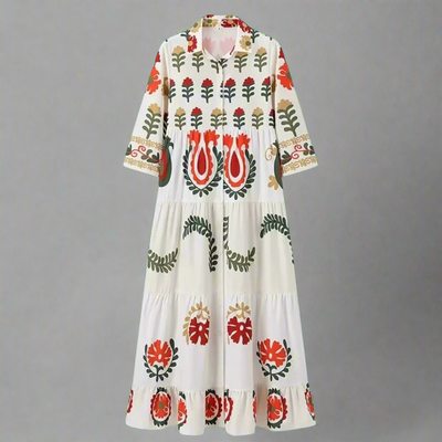 Lenora | Buntes Sommerkleid mit handgefertigten Details