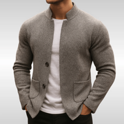 Herren Strickcardigan Mit Struktur – Stilvoller Knopf-Layering Pullover – Grau (Fast ausverkauft)