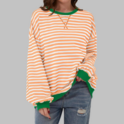 Adelia - Gestreiftes Soft-Touch-Langarm-Sweatshirt – Hellorange