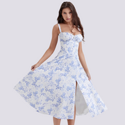 Marley - Lockeres Blumenkleid – Hellblau