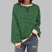 Viveca - Gestreiftes Langarm-Sweatshirt in Soft-Touch-Qualität – Grün