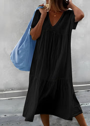 Myranda - Lockeres Midikleid mit Print – Schwarz