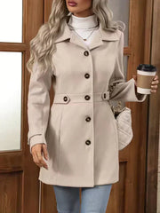 Laura | Eleganter Tweed-Wintermantel Damen chic – Beige