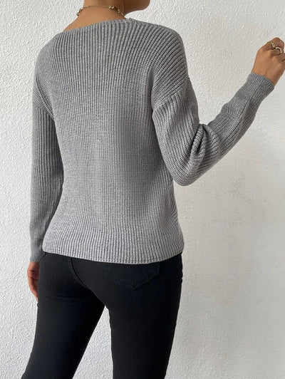 Strickpullover mit Wickeloptik | V-Ausschnitt | Strukturierte Eleganz
