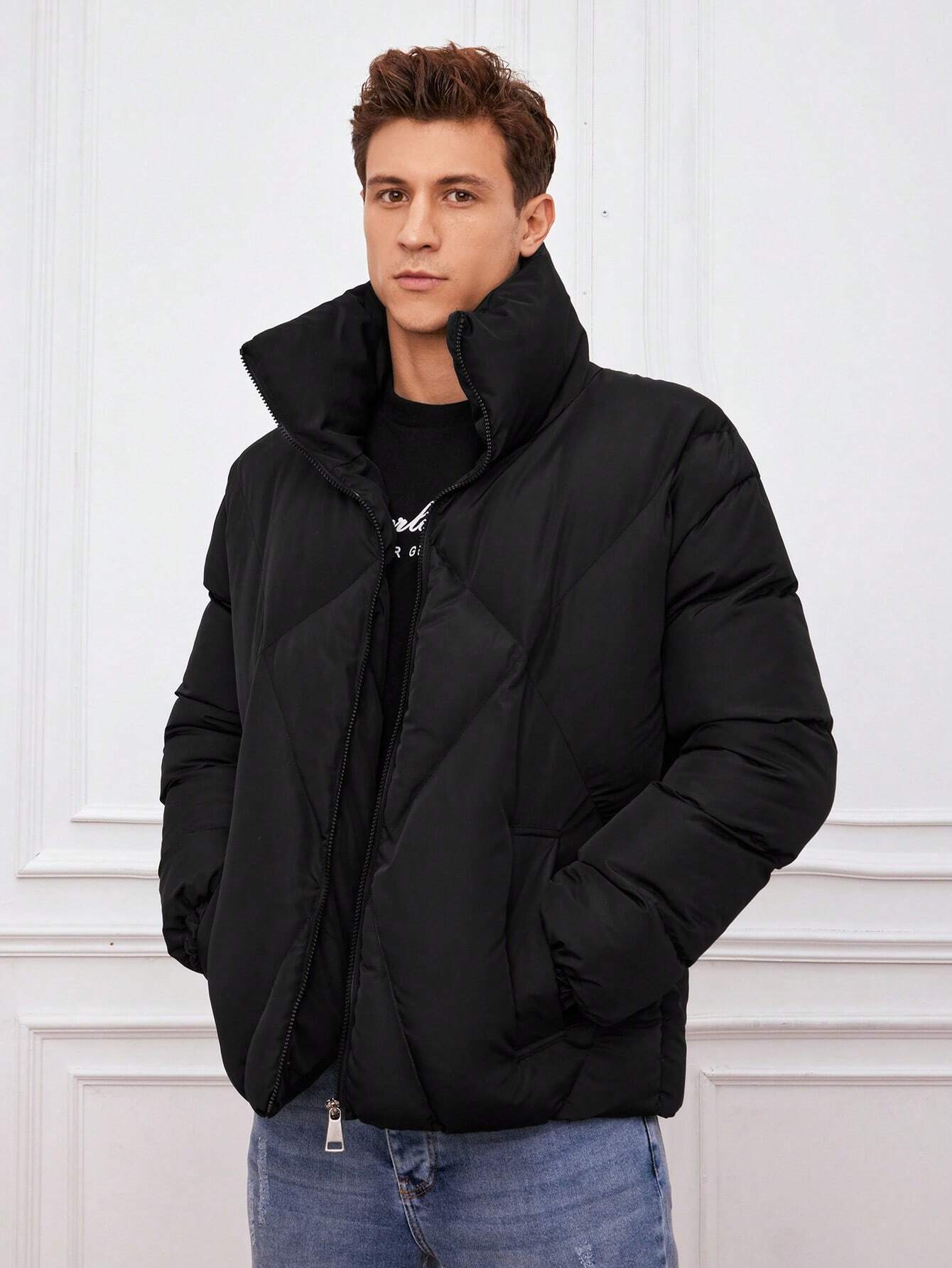 Steppjacke mit hohem Kragen | Reißverschluss | Warm und Modern