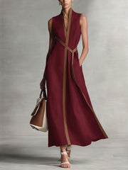 NADINE | LEINENKLEID „BREEZE“ – Burgunderrot